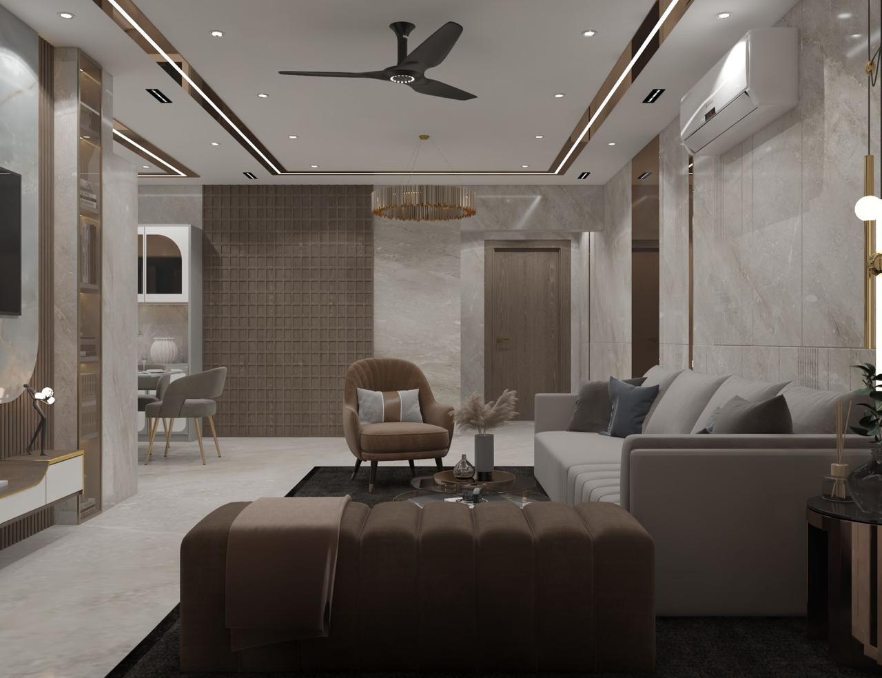 Vinay Mehta project — Elegant living room interior with modern luxury finishes