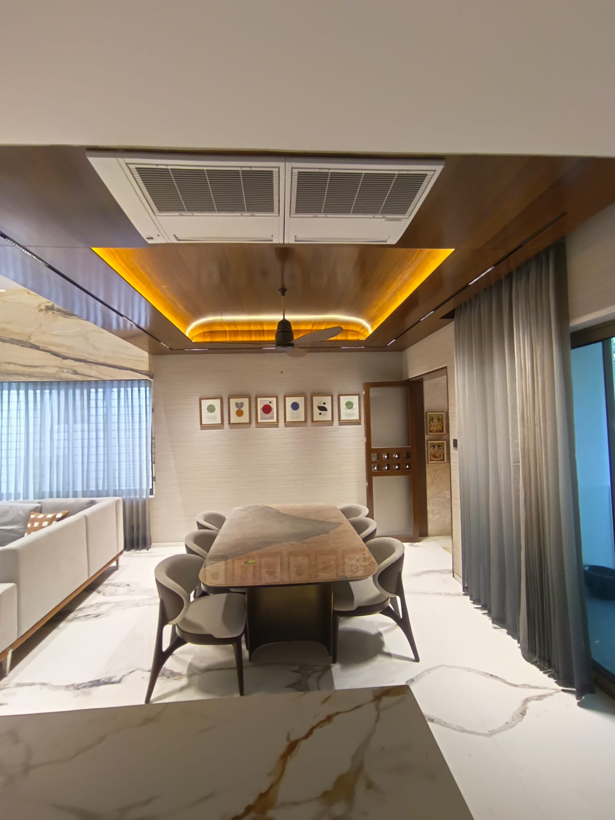 Anand portfolio — elegant dining room interior crafted with precision woodwork and refined detailing by Aasva